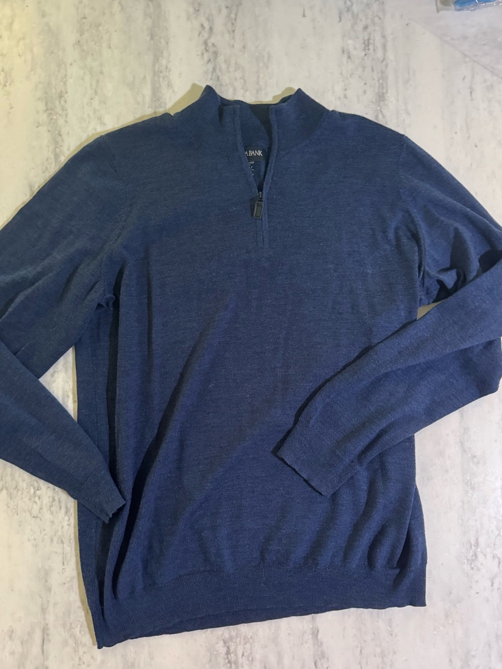 Jos. A. Bank Men's Navy Quarter-Zip Classic Pullover Merino Wool Sweater 2XLT